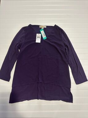 MICHAEL Michael Kors Purple V-Neck Tunic Top Long Sleeve NWT Size Small